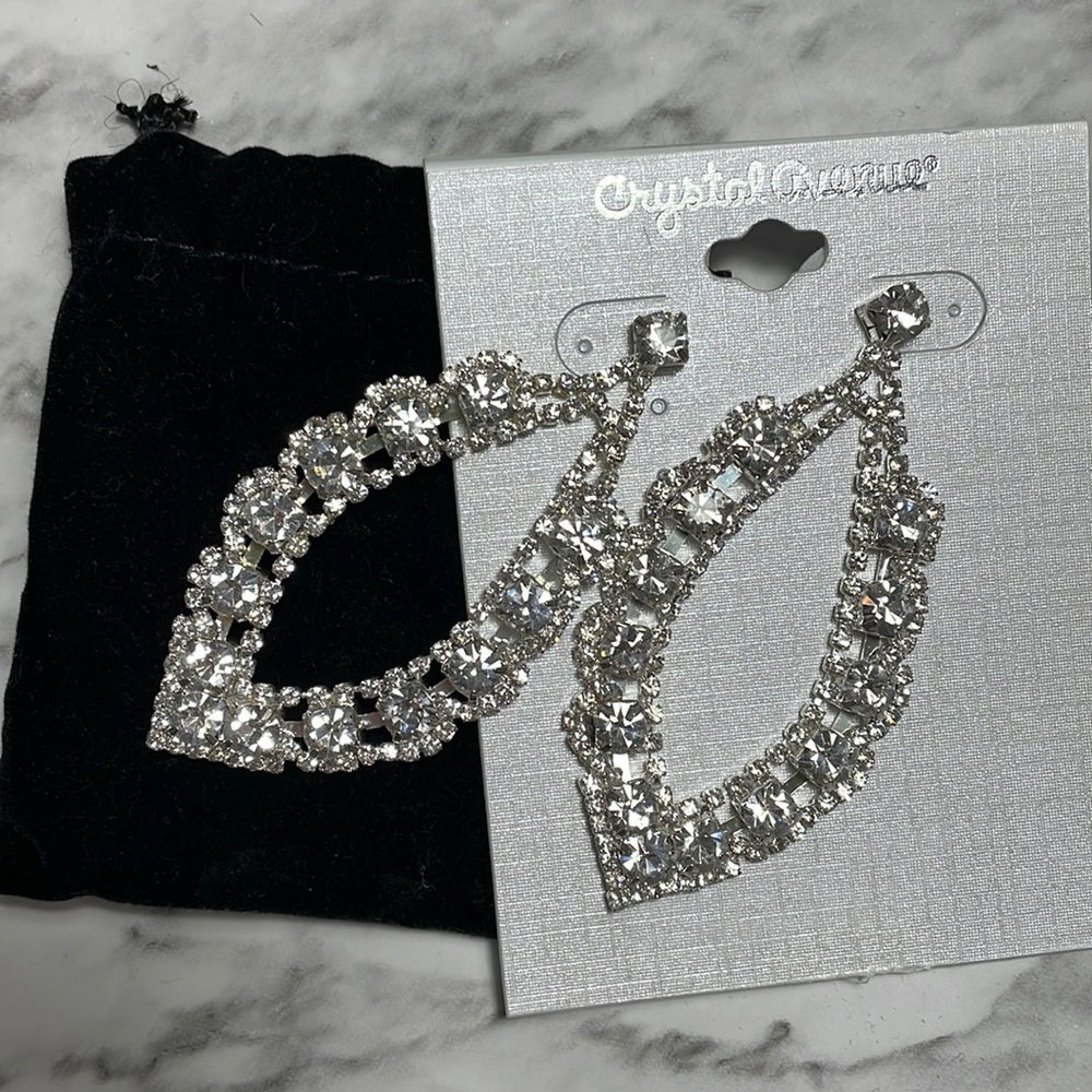 New rhinestone crystal statement dangle special occasion earrings